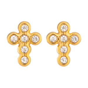 Boucles D'Oreilles Puces Simple Series Daily Cross En Acier Inoxydable Étanches Pour Femmes h5 Image6