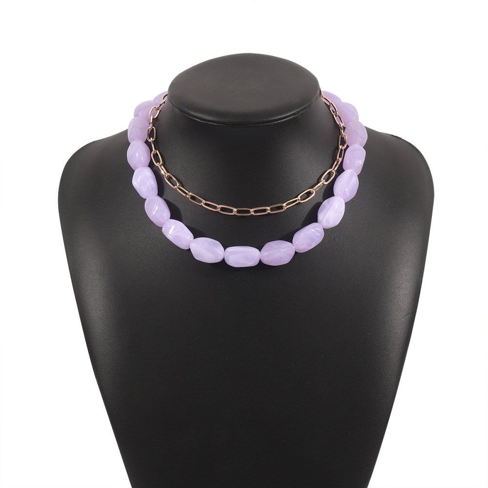 Colliers De Perles Romantiques Pour Femmes, En Résine Acrylique Et Perles Multicolores. 
