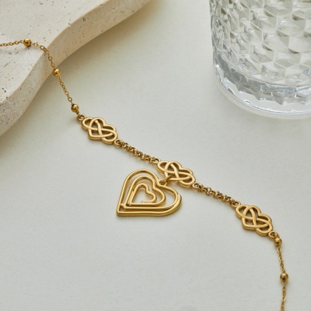 Colliers à maillons pour femmes, collection Simple Series Daily Heart, en acier inoxydable, couleur or, étanches. 2