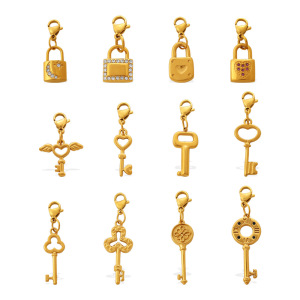 Cadenas À Clé Simple À Faire Soi-Même Pour Un Usage Quotidien, En Acier Inoxydable Étanche, Avec Pendentifs En Strass Couleur Or. h5 Image5