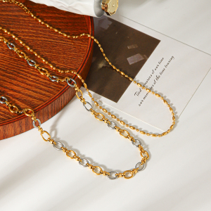 Colliers À Maillons Pour Femmes, Collection Simple Series Daily Chain, En Acier Inoxydable Étanche, Couleur Or h5 Image4