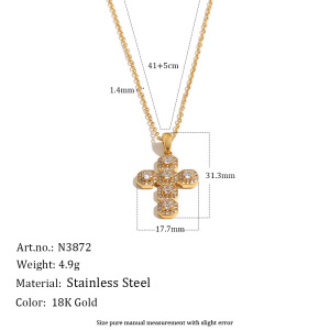 Colliers Pendentifs Croix En Acier Inoxydable Étanche Couleur Or Avec Zircon Pour Femmes h5 