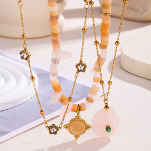 Colliers De Perles Pour Femmes, Collection Romantique Sweet Beads, Ornés D'Étoiles, De Coquillages Et De Pierres Naturelles Couleur Or. h5 Image4