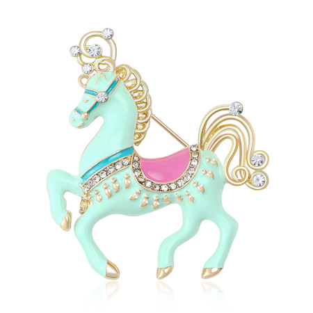Broches de luxe en alliage et strass, motif poney mignon 2