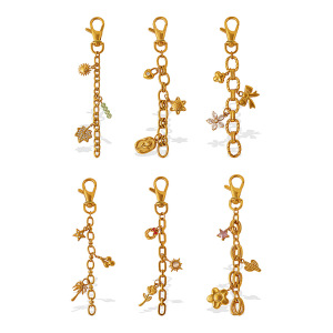 Porte-Clés En Acier Inoxydable Doré Avec Zircon Et Fleur En Forme D'Étoile h5 Image4