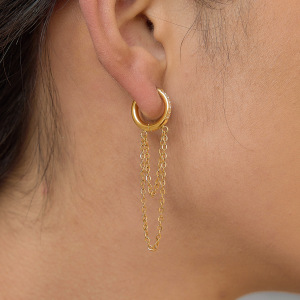 Boucles D'Oreilles Pendantes Pour Femmes, En Acier Inoxydable Imperméable Avec Strass Et Pompon h5 Image4
