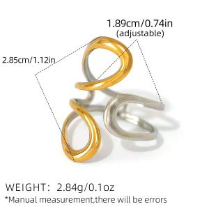 Ensembles De Bagues Quotidiennes Simple Series En Acier Inoxydable Étanche Couleur Or, Forme Irrégulière h5