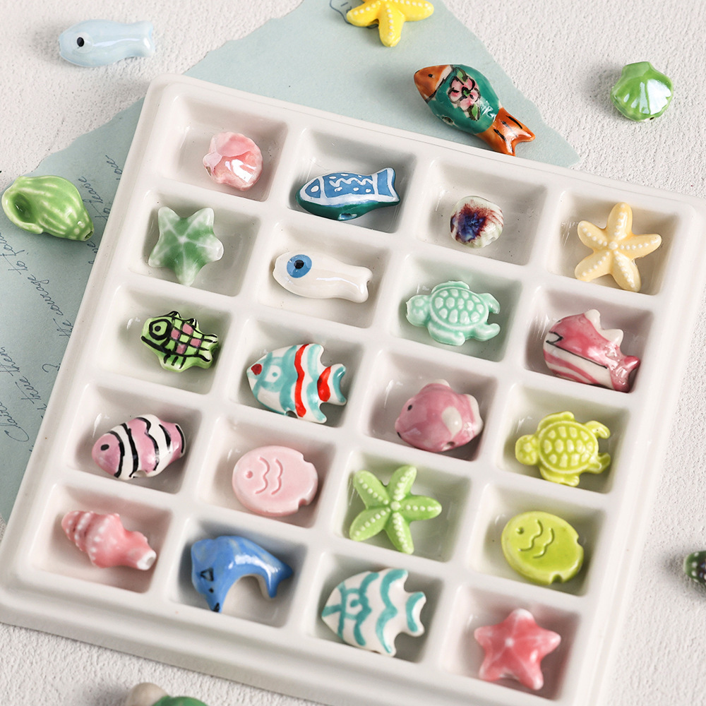 1 Sachet De Perles En Céramique En Forme De Poisson Mignon (2 Pièces Par Sachet) Image4
