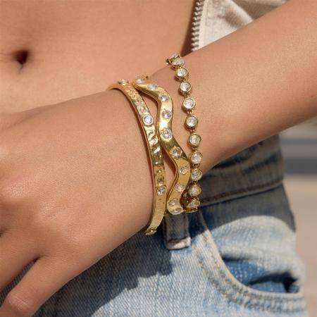 Bracelets pour femmes en acier inoxydable de luxe, étanches et couleur or, ornés de zircon. 2