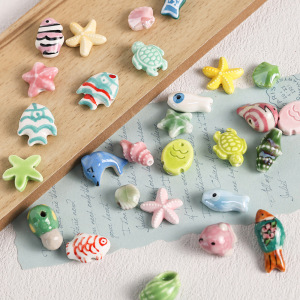 1 Sachet De Perles En Céramique En Forme De Poisson Mignon (2 Pièces Par Sachet) h5 Image2