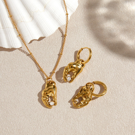 Ensembles de colliers pour femmes en acier inoxydable doré, imperméables et ornés de strass, style océanique