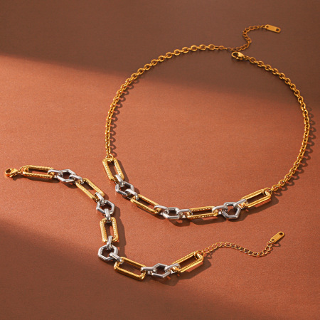 Colliers à maillons pour femmes, collection Simple Series Daily Chain, en acier inoxydable étanche, couleur or