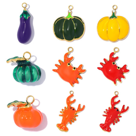 Pendentifs pour femmes en acier inoxydable étanche, en forme de homards et de crabes émaillés