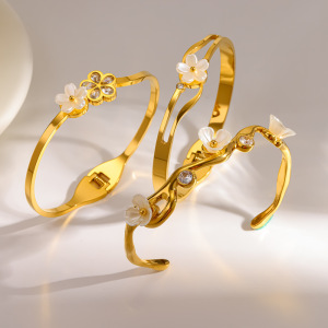 Bracelets Pour Femmes En Acier Inoxydable Imperméable, Couleur Or, Ornés De Strass Et De Perles Artificielles. h5 Image3