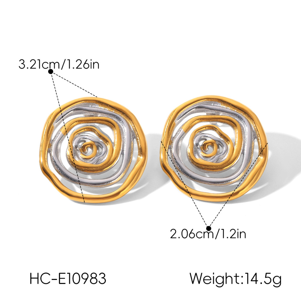 Boucles D'Oreilles Puces Pour Femmes Simple Series Daily Circle En Acier Inoxydable Étanche Couleur Or Image2