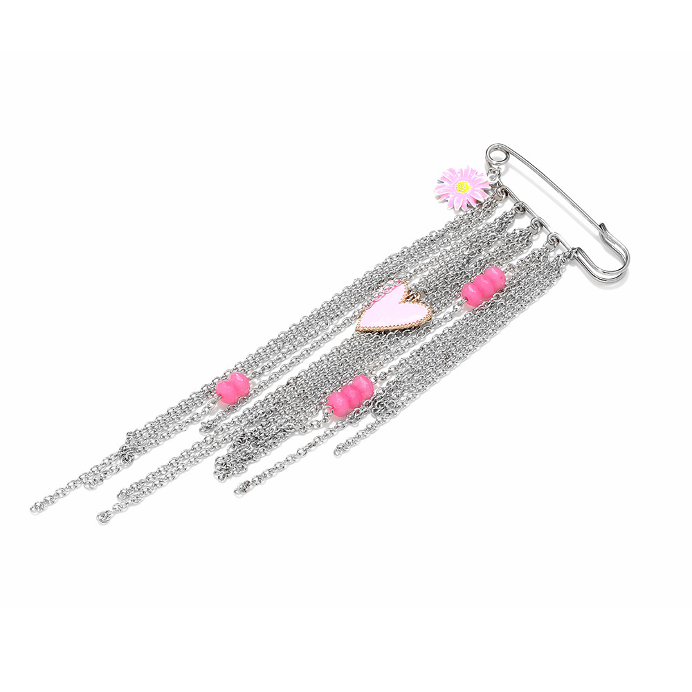 Broches En Alliage En Forme De Cœur À Pompon Et Fleur h5Image3