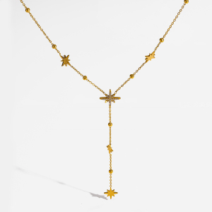 Colliers Pendentifs Pour Femmes, Luxueux Et Élégants, En Acier Inoxydable Étanche, Couleur Or, Motif Étoile h5 Image4