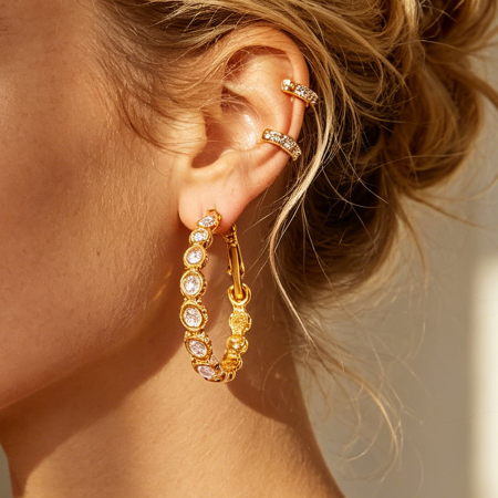Boucles d'oreilles créoles rétro pour femmes, forme irrégulière, en acier inoxydable étanche, couleur or