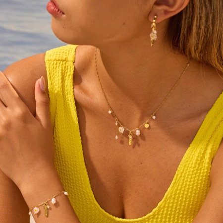 Ensembles de bijoux pour femmes Simple Series Daily Flower en acier inoxydable étanche couleur or