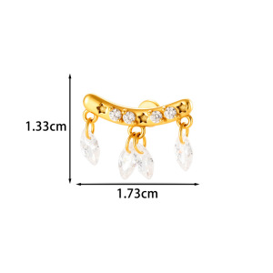 Boucles D'Oreilles Piercing Femme En Acier Inoxydable Étanche, Couleur Or, Motif Cœur, Nœud Papillon Et Étoile h5 Image2