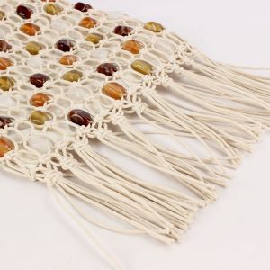 Sac Carré Pour Femme, Style Décontracté, Avec Pompons Tissés, Perles Et Corde Tressée. h5 Image4