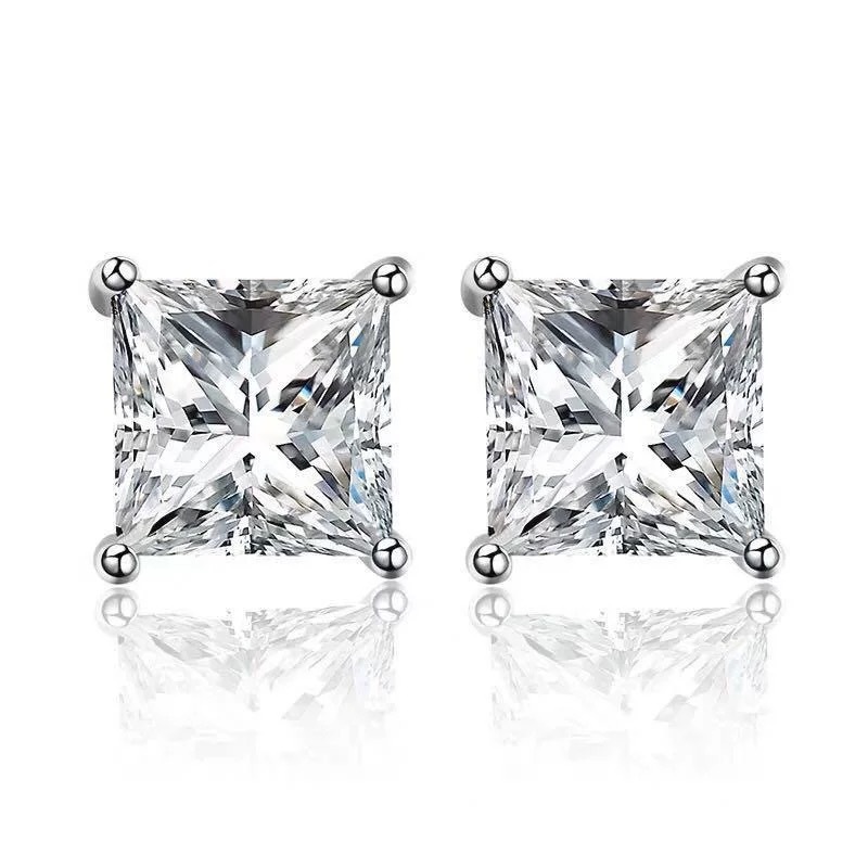 Boucles D'Oreilles Pour Femmes En Moissanite S925 De Forme Géométrique, Collection Luxueuse