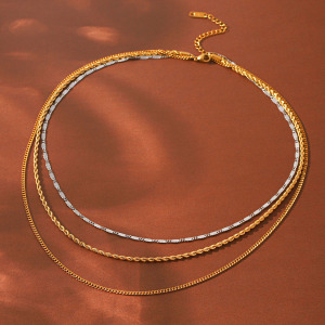 Colliers Superposés Pour Femmes, En Acier Inoxydable, Couleur Or, Étanches, De La Collection Simple Series Daily Chain h5 Image4