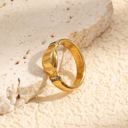 Bagues élégantes en acier inoxydable, forme irrégulière, étanches, serties de zircon, collection Luxueuse 2