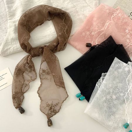 Écharpes d'été pour femmes en dentelle florale simple, collection romantique