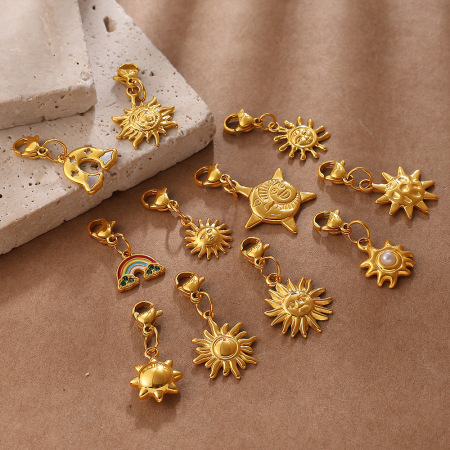 Pendentifs pour femmes Simple Series DIY Sun en acier inoxydable étanche couleur or 2