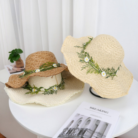 Chapeaux de paille tressés en raphia à motif floral, collection Simple Series Vacation, pour femmes 2