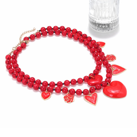 Colliers de perles en alliage pour femmes, collection Simple Sweet Heart 2