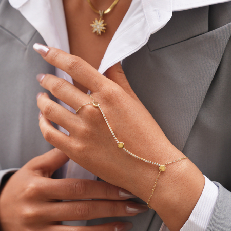 Bracelet de main Simple Series Daily Circle pour femme, en acier inoxydable étanche, couleur or 2