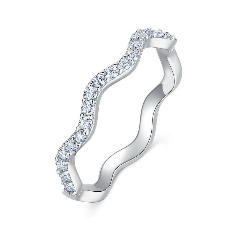 Bagues Pour Femmes En Moissanite Plaquée Platine S925, Élégantes Et De Forme Irrégulière, Collection Simple Series 