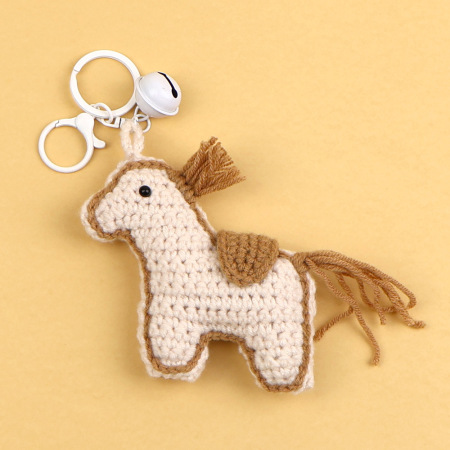 Porte-clés en coton tissé, motif poney mignon et multicolore, série Simple, collection Simple. 2
