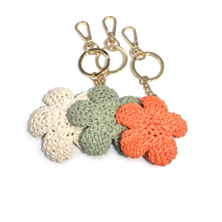 Porte-clés/breloques pour sac en raphia tressé, collection Simple Series Sweet Flower 2