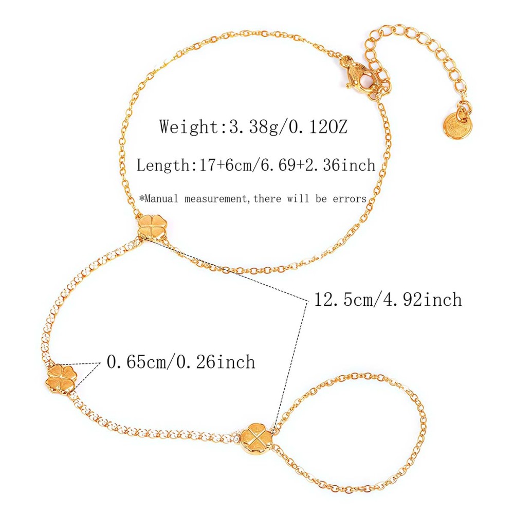 Chaîne De Poignet Pour Femme Simple Series Daily Clover En Acier Inoxydable, Étanche, Couleur Or, Avec Zircon.