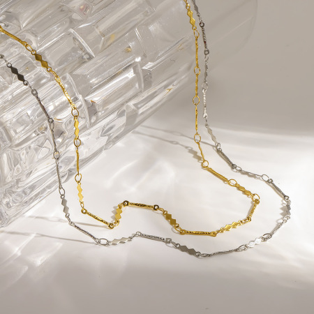 Colliers à maillons pour femmes, collection Simple Series Daily Chain, en acier inoxydable étanche, couleur or 2