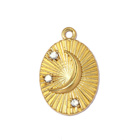 Pendentifs femme rétro en émail, œil du diable, cœur et trèfle, en acier inoxydable étanche, couleur or 2