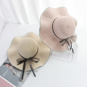 Chapeaux De Paille À Pois En Raphia Pour Femmes, Collection Simple, Nœud Papillon, Style Vacances h5 Image3