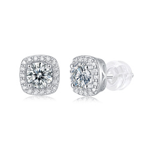 Boucles D'Oreilles Pour Femmes En Moissanite S925, Luxueuses Et Simples, En Forme D'Étoile, De Cercle Ou De Rectangle. h5 Image2
