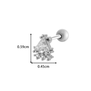 Boucles D'Oreilles Piercing Femme Simple Series Triangle Lune Cuivre Or Zircon h5 Image2