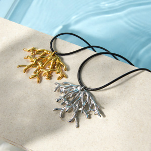Colliers Pendentifs Pour Femmes En Acier Inoxydable, Couleur Or, En Forme De Corail, Étanches h5 Image3