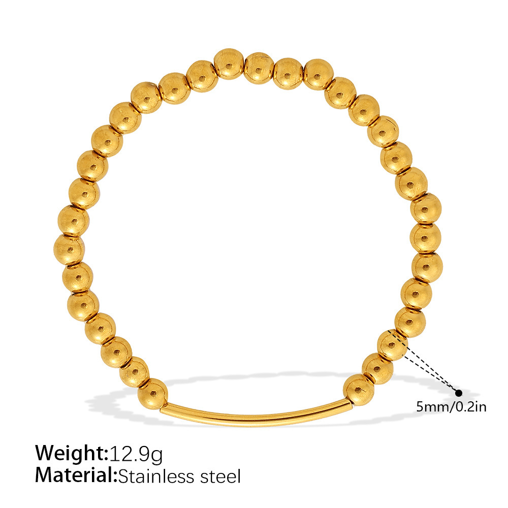 Bracelets Perlés Simple Series Daily En Acier Inoxydable Étanche Couleur Or Pour Femmes 