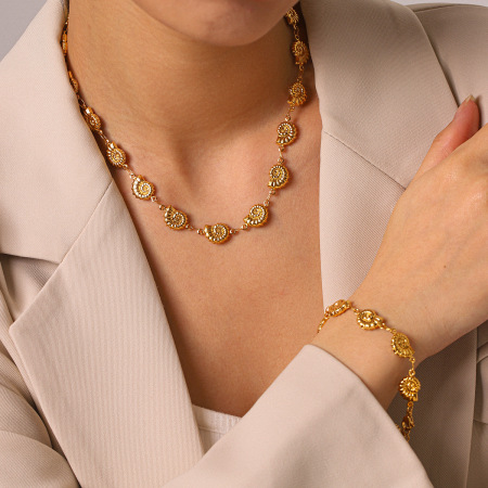 Colliers à maillons pour femmes, style océanique quotidien, en acier inoxydable, couleur or, étanches, de la collection Simple Series
