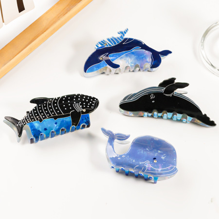 Pinces à cheveux pour femmes en PVC, motif poissons multicolores, style dessin animé naturel et romantique 2