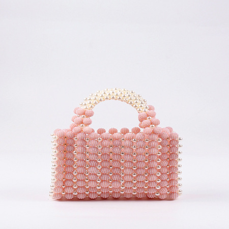 Sac carré pour femme en acrylique multicolore ajouré, orné de perles transparentes et de perles de style soirée 2