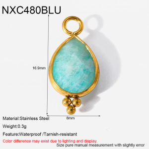 Pendentifs Pour Femmes En Pierre Naturelle De Couleur Or, Forme Elliptique Classique En Goutte D'Eau h5 