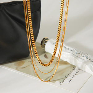 Colliers Superposés Pour Femmes, En Acier Inoxydable, Couleur Or, Étanches, De La Collection Simple Series Daily Chain h5 Image5