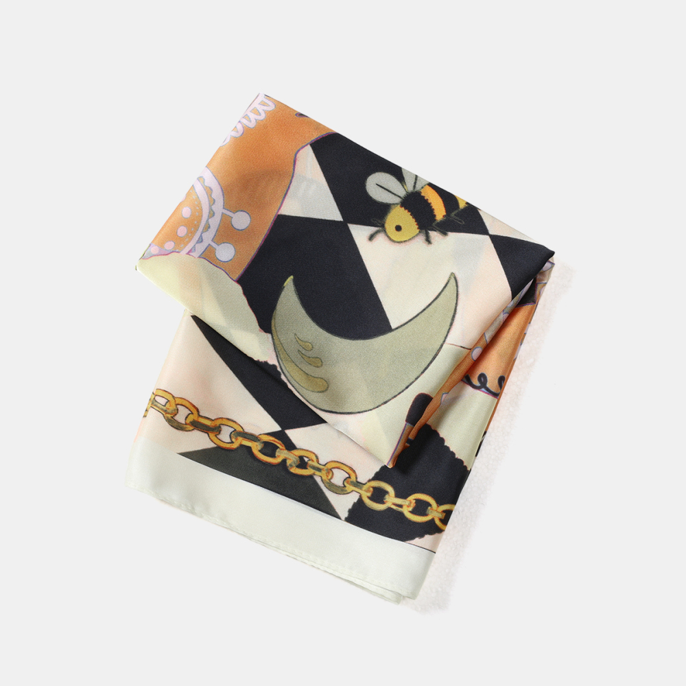 Écharpes D'Été Pour Femmes, Collection Luxueuse, Motif Poney Mignon, Couleurs Mélangées, Forme Géométrique, Chaînette h5Image5